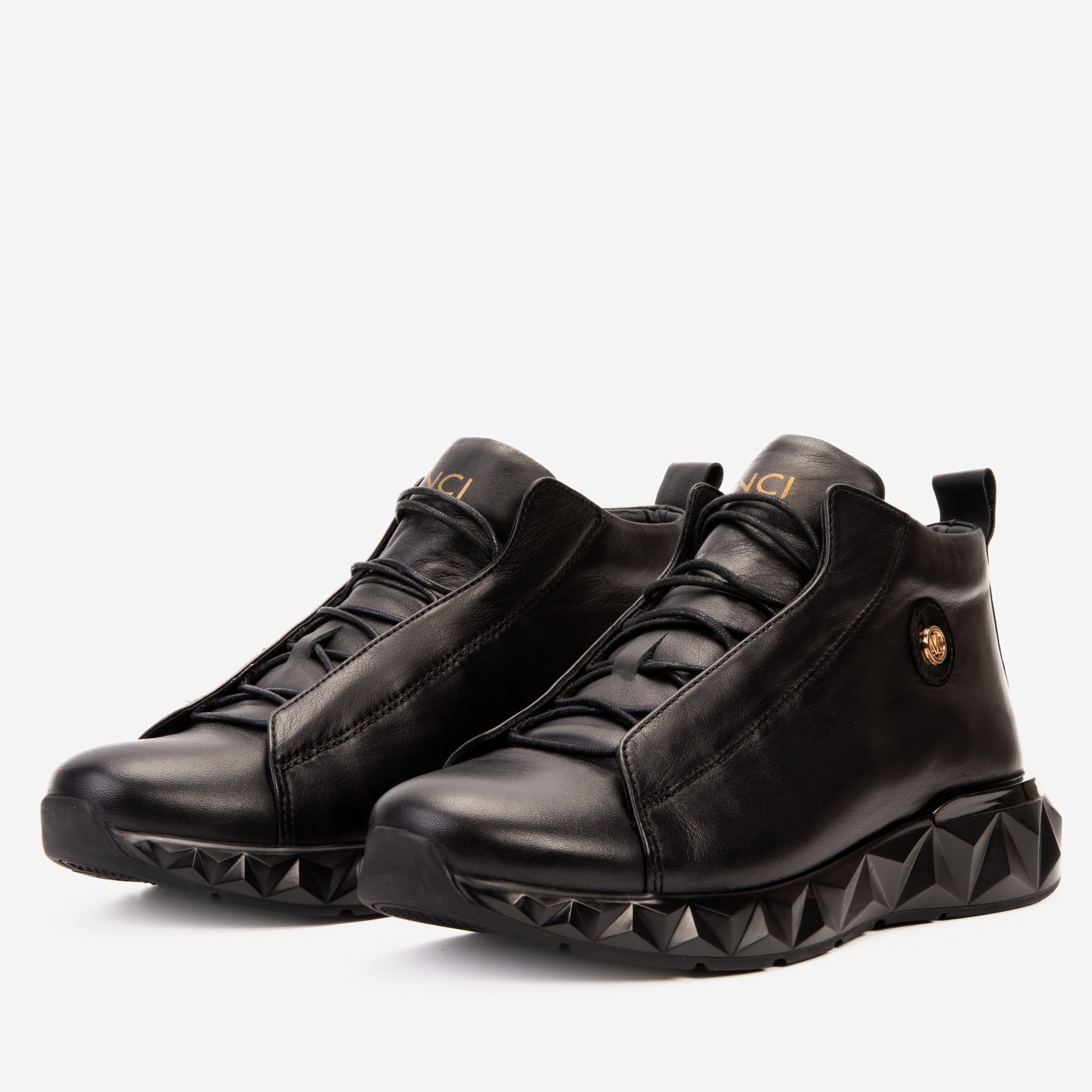 The Vertex Black Leather Men's Sneaker Fine Craftsmanship