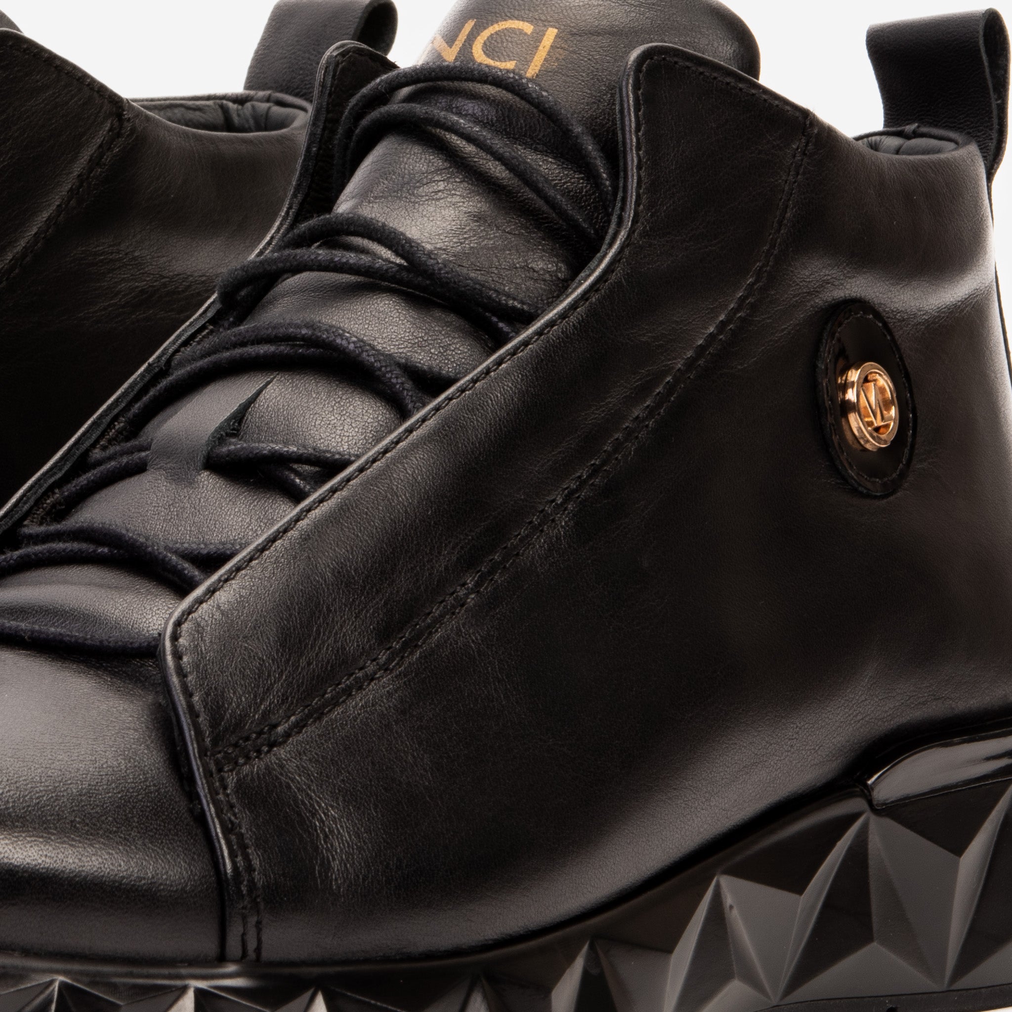 The Vertex Black Leather Men's Sneaker Fine Craftsmanship