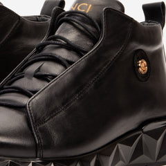 The Vertex Black Leather Men's Sneaker Fine Craftsmanship