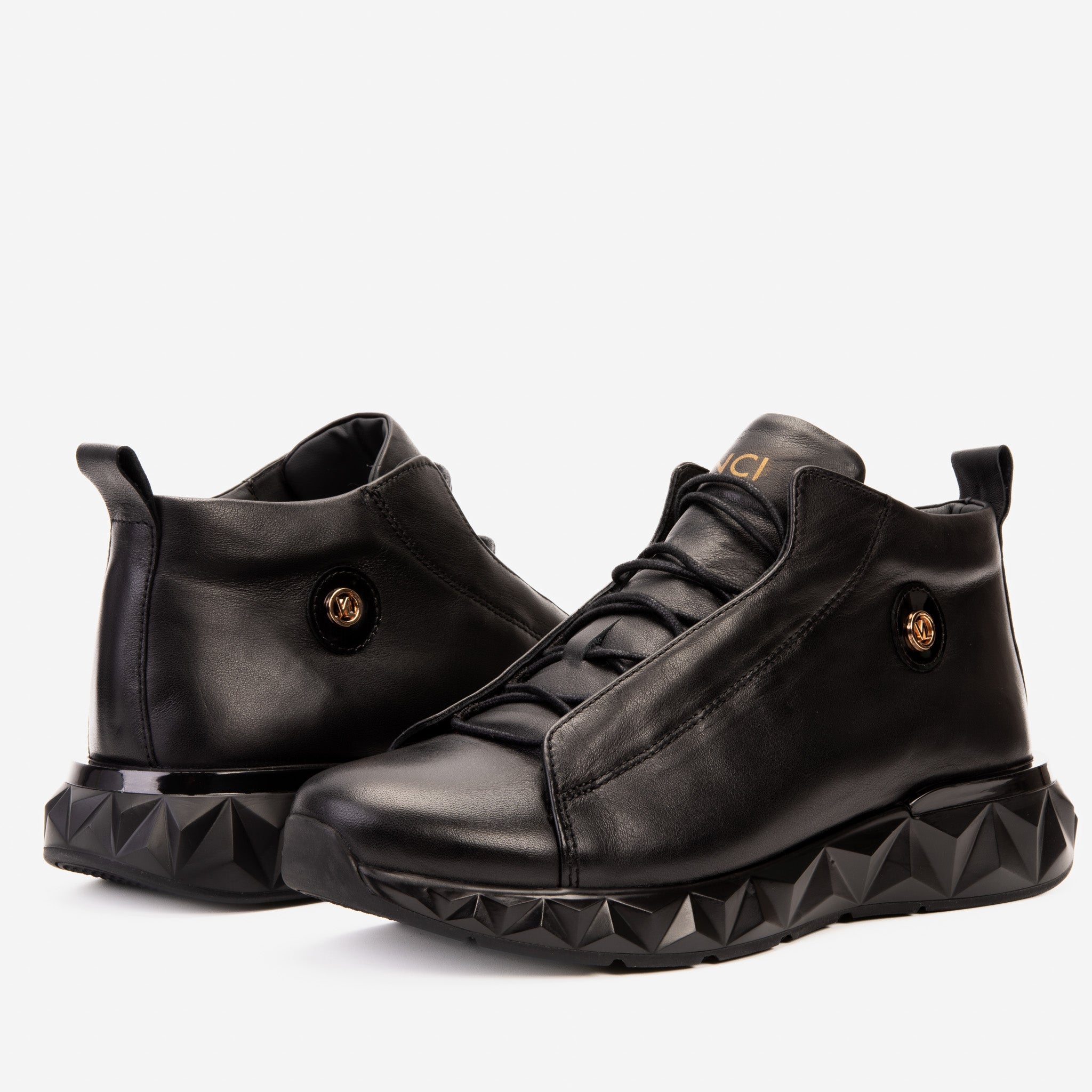 The Vertex Black Leather Men's Sneaker Fine Craftsmanship