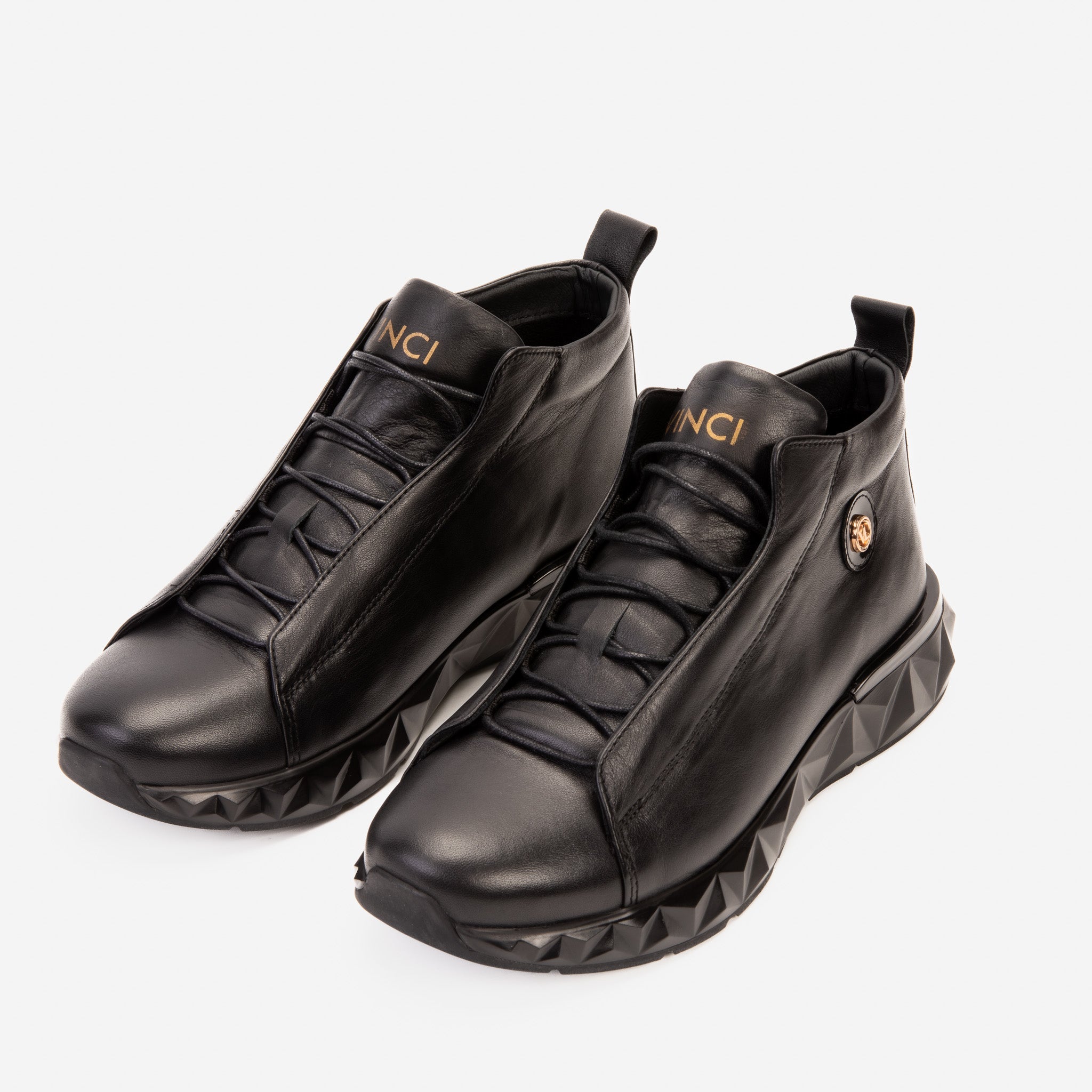 The Vertex Black Leather Men's Sneaker Fine Craftsmanship