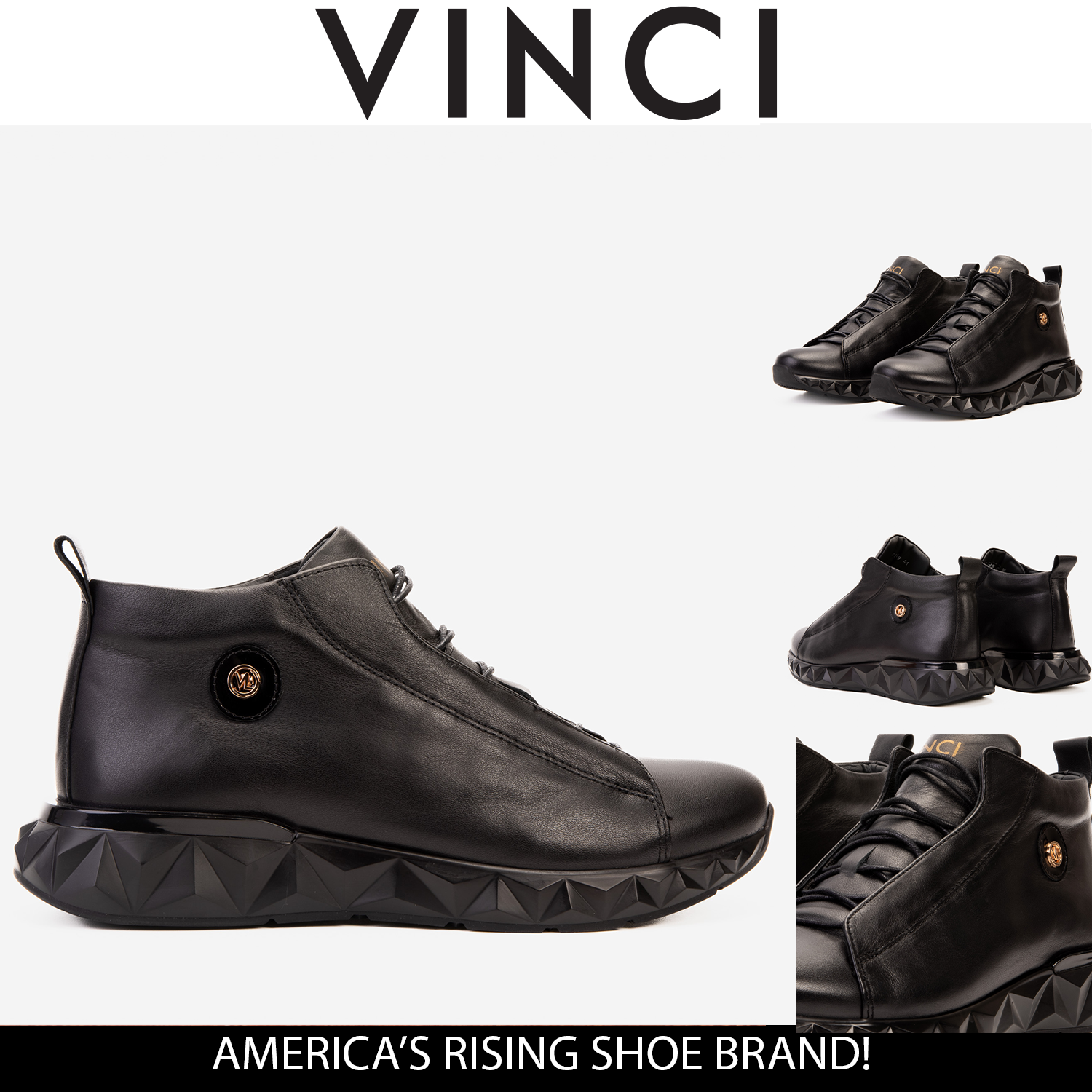 The Vertex Black Leather Men's Sneaker Fine Craftsmanship