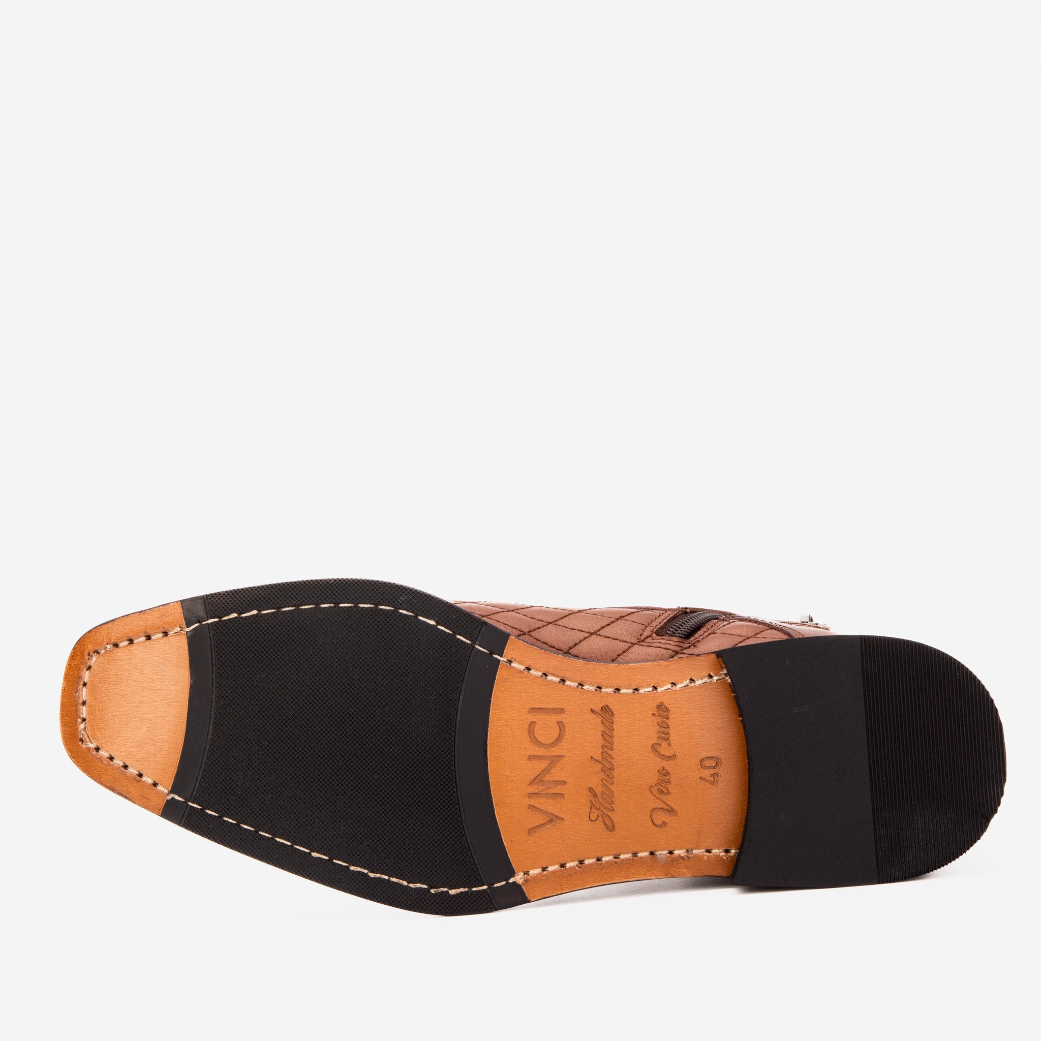 The Zeus Brown Leather Lace-Up Boot with a Zipper For Sale