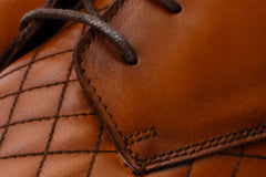 The Zeus Brown Leather Lace-Up Boot with a Zipper For Sale