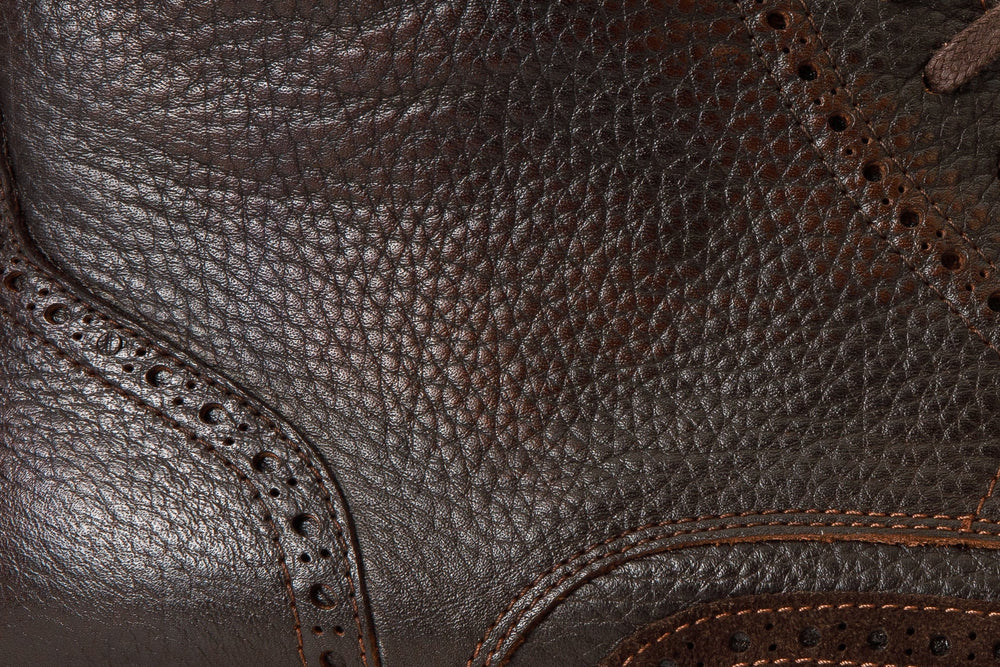 The Anderson Brown Leather Suede Brogue Lace-Up Boot with a Zipper Exclusive Style
