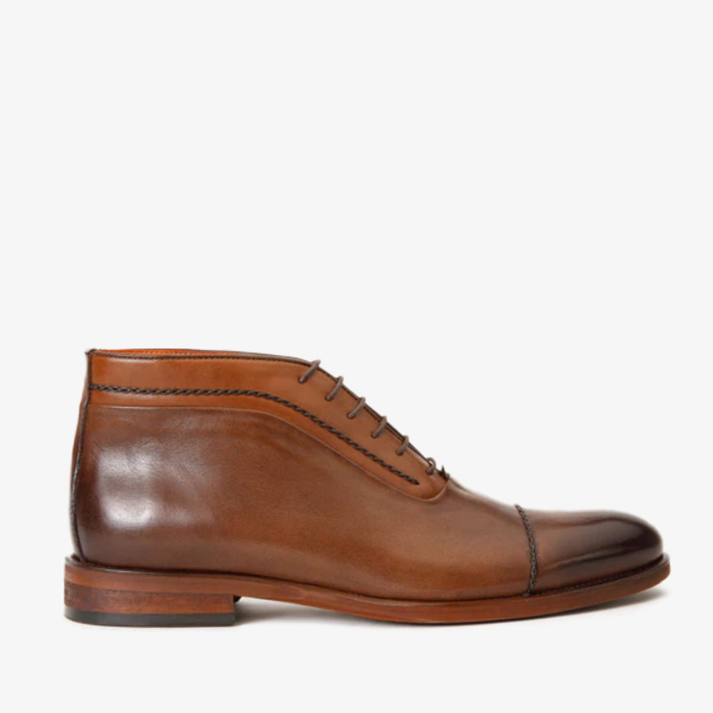 The Rome Tan Leather Oxford Cap-Toe Boot On Sale