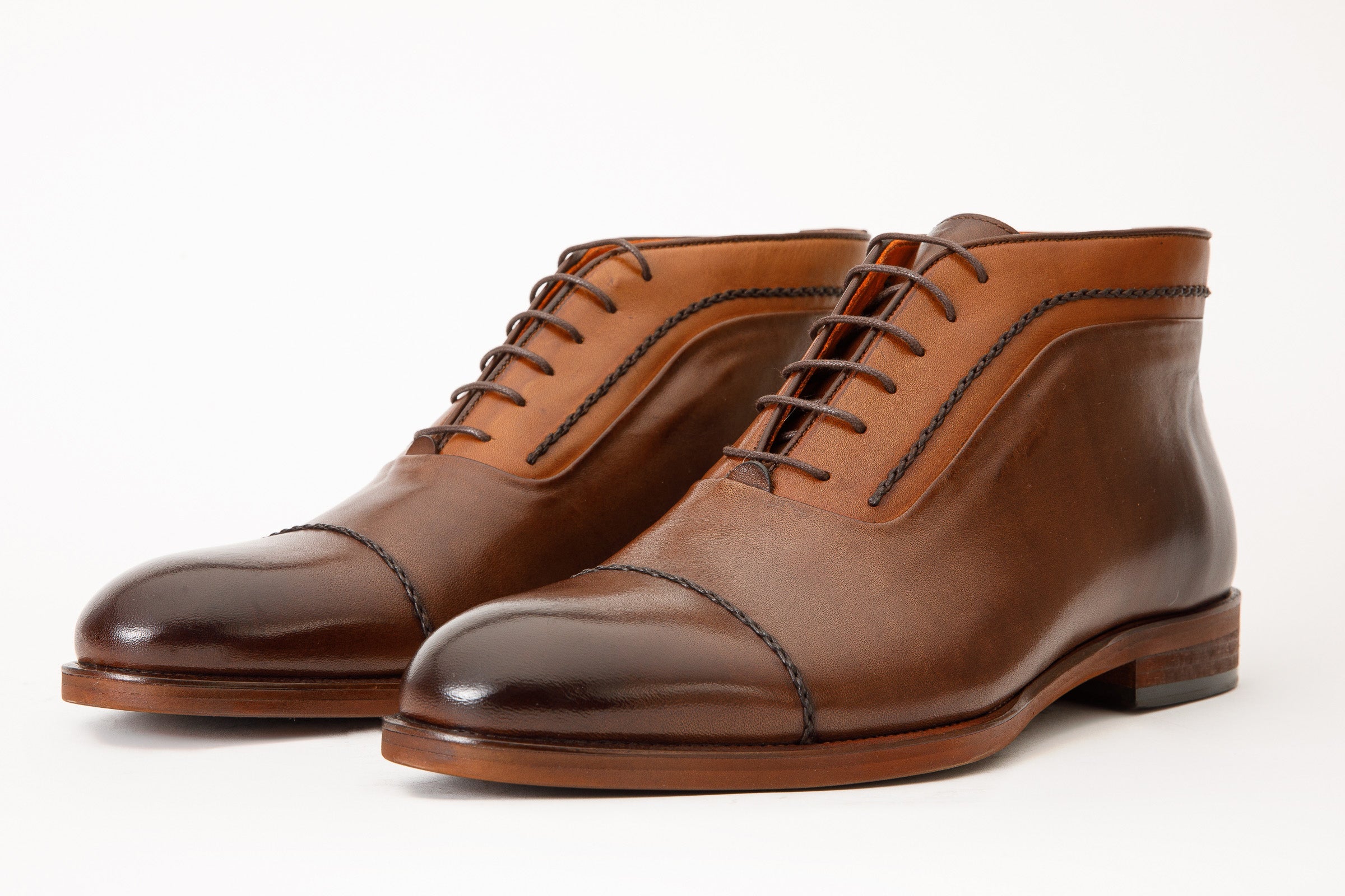 The Rome Tan Leather Oxford Cap-Toe Boot On Sale
