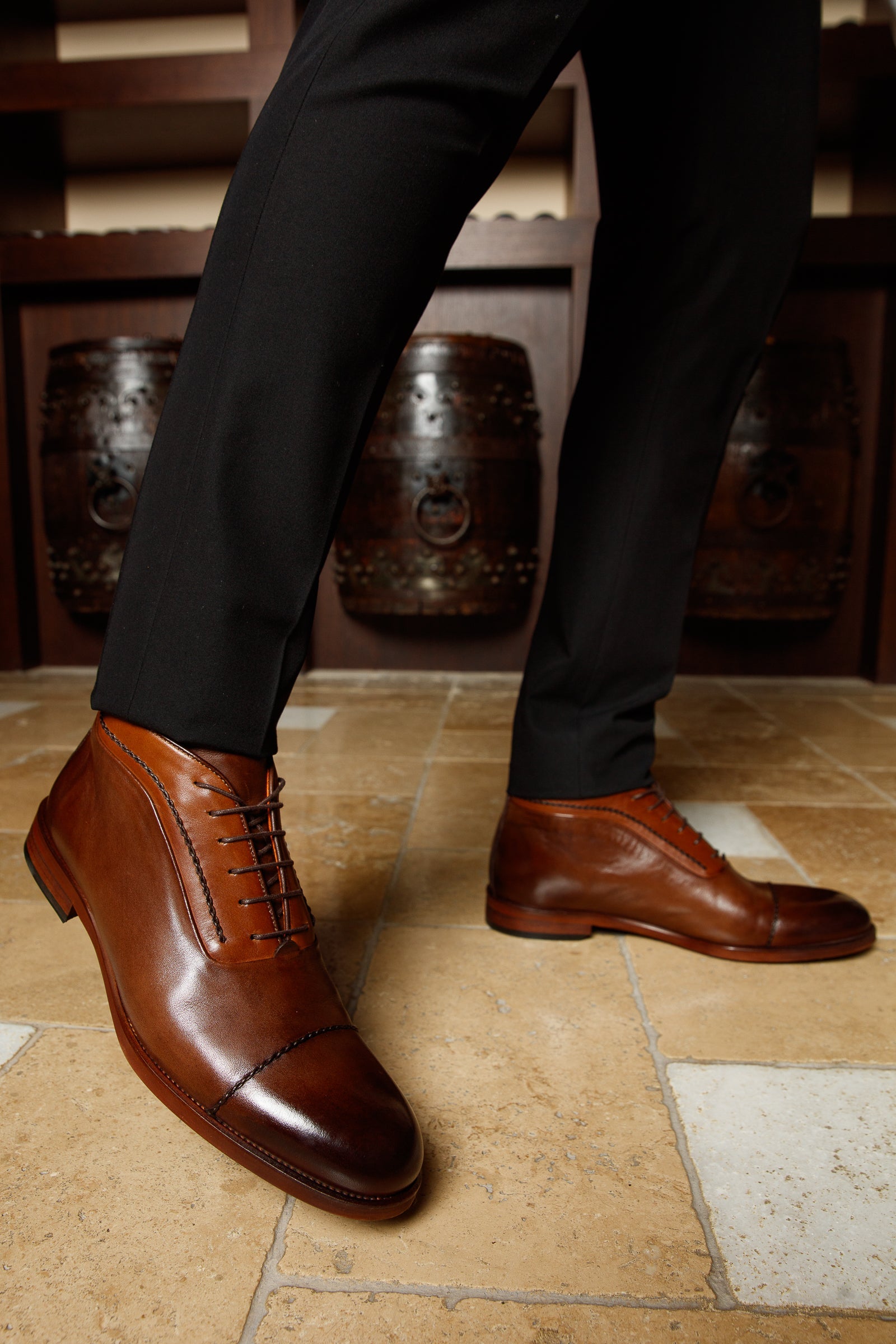 The Rome Tan Leather Oxford Cap-Toe Boot On Sale