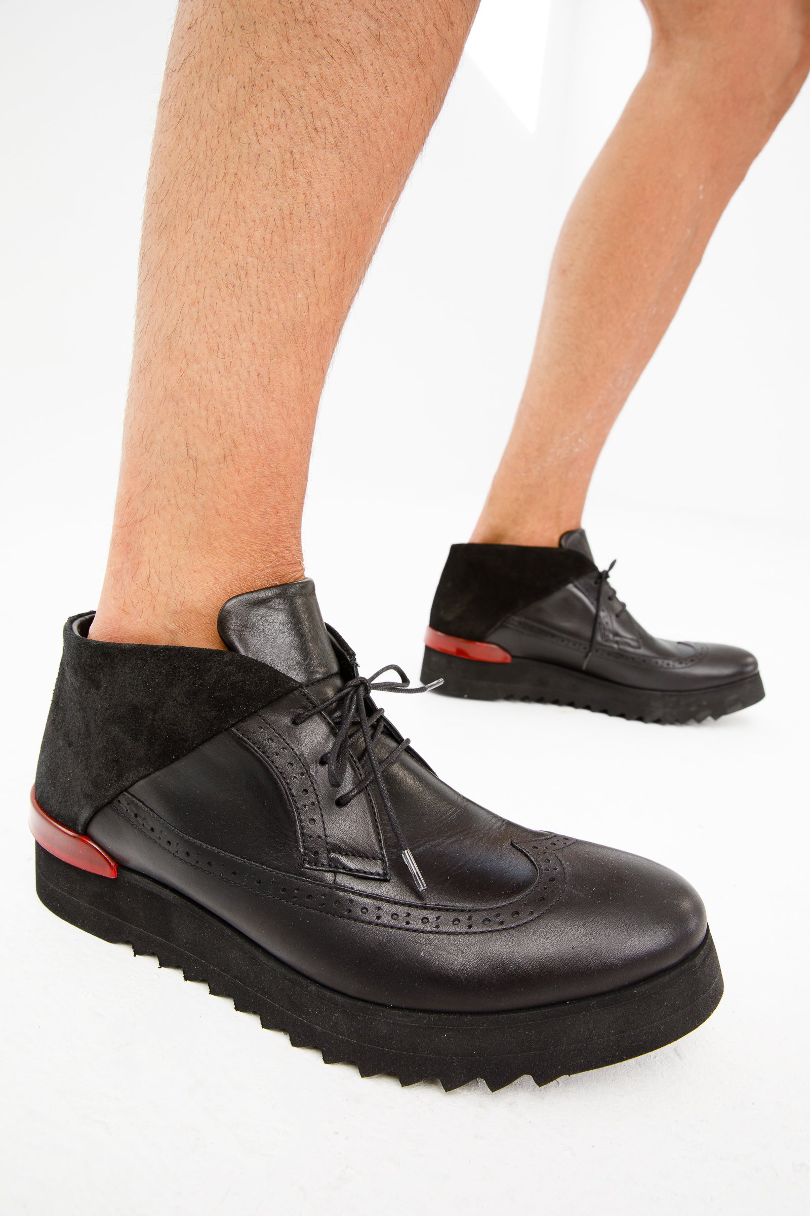 The Kagan Black Wingtip Chukka Sneaker Boot For Sale
