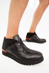 The Kagan Black Wingtip Chukka Sneaker Boot For Sale