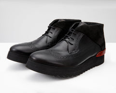 The Kagan Black Wingtip Chukka Sneaker Boot For Sale