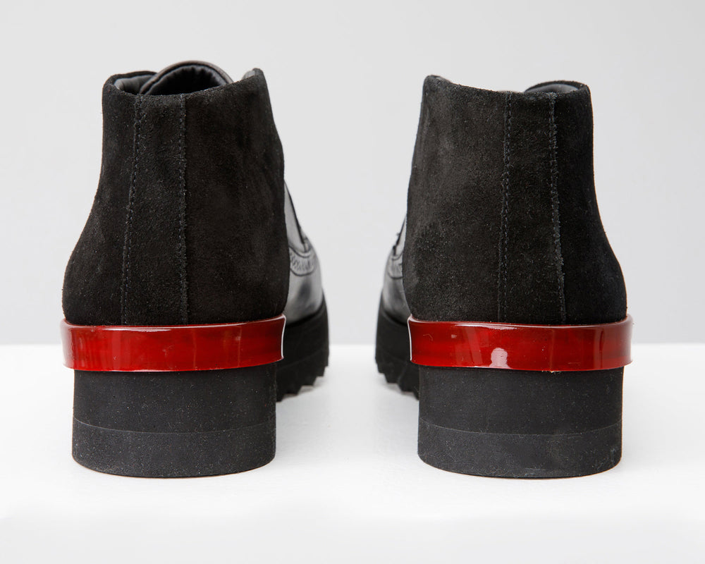 The Kagan Black Wingtip Chukka Sneaker Boot For Sale