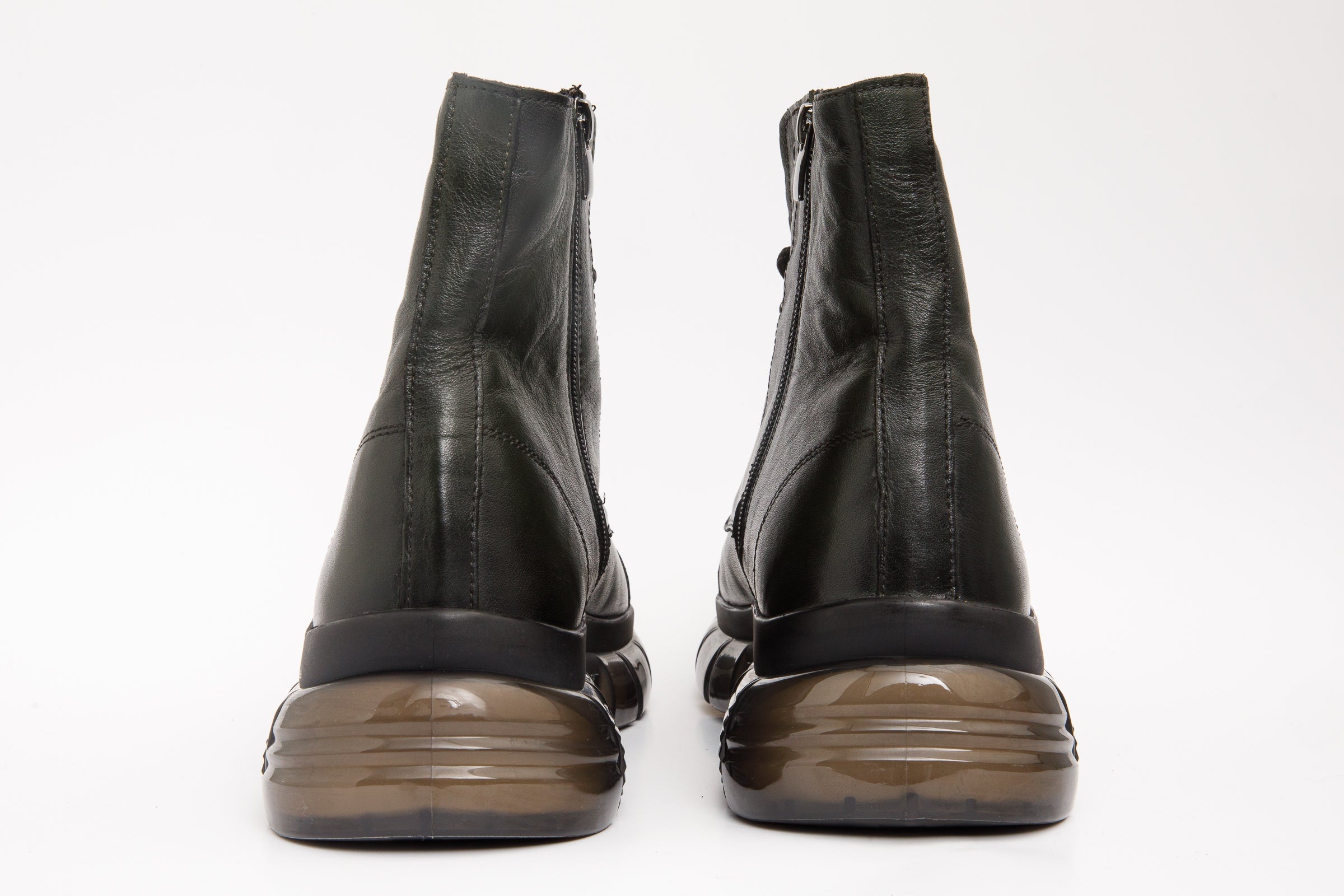 The Ottova Green Leather Lace-Up Sneaker Boot with a Zipper Universal Fit
