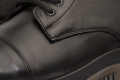 The Ottova Black Leather Lace-Up Sneaker Boot with a Zipper Fine Craftsmanship