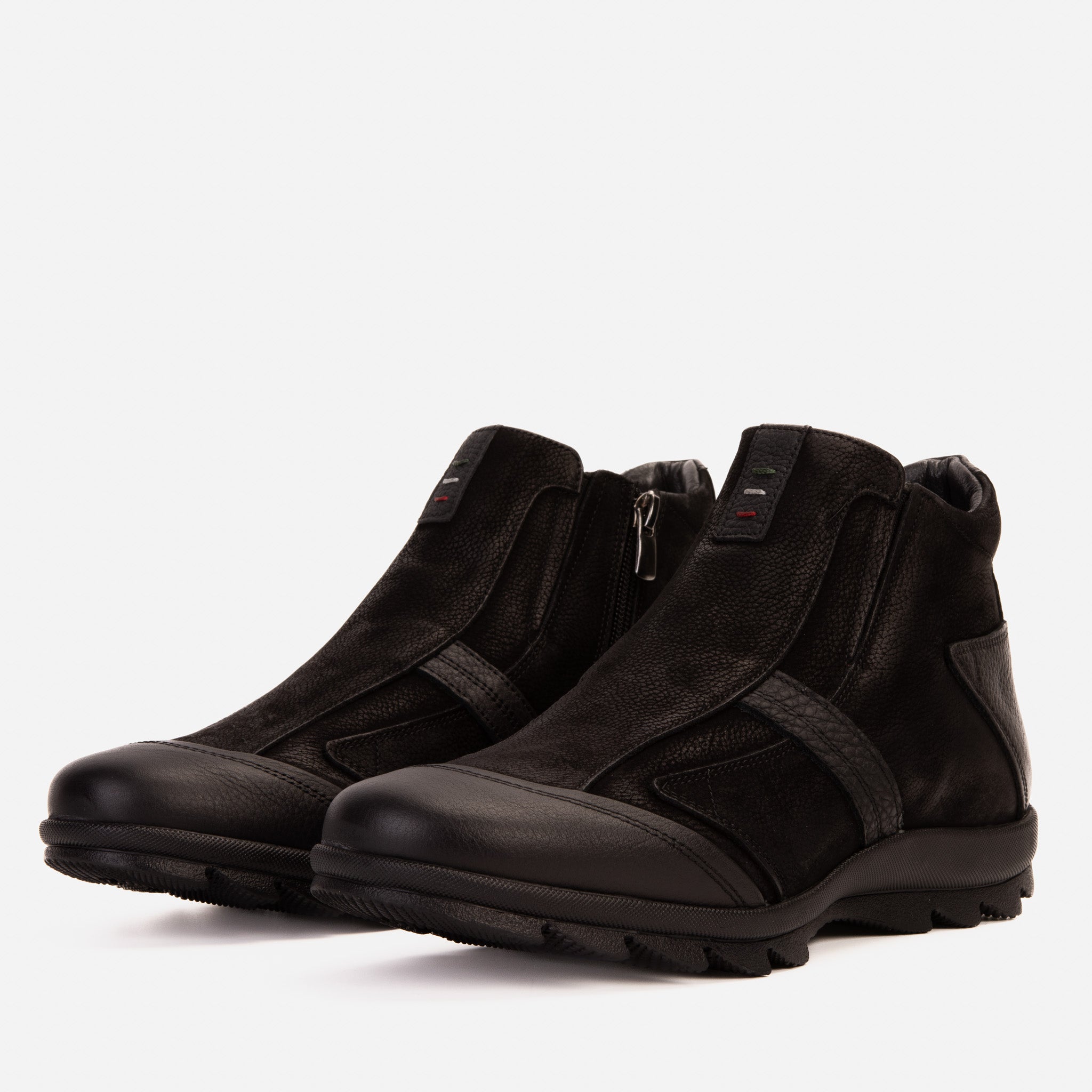 The Montreal Suede Black Leather Casual Zip-Up Ankle Boot Exclusive Style