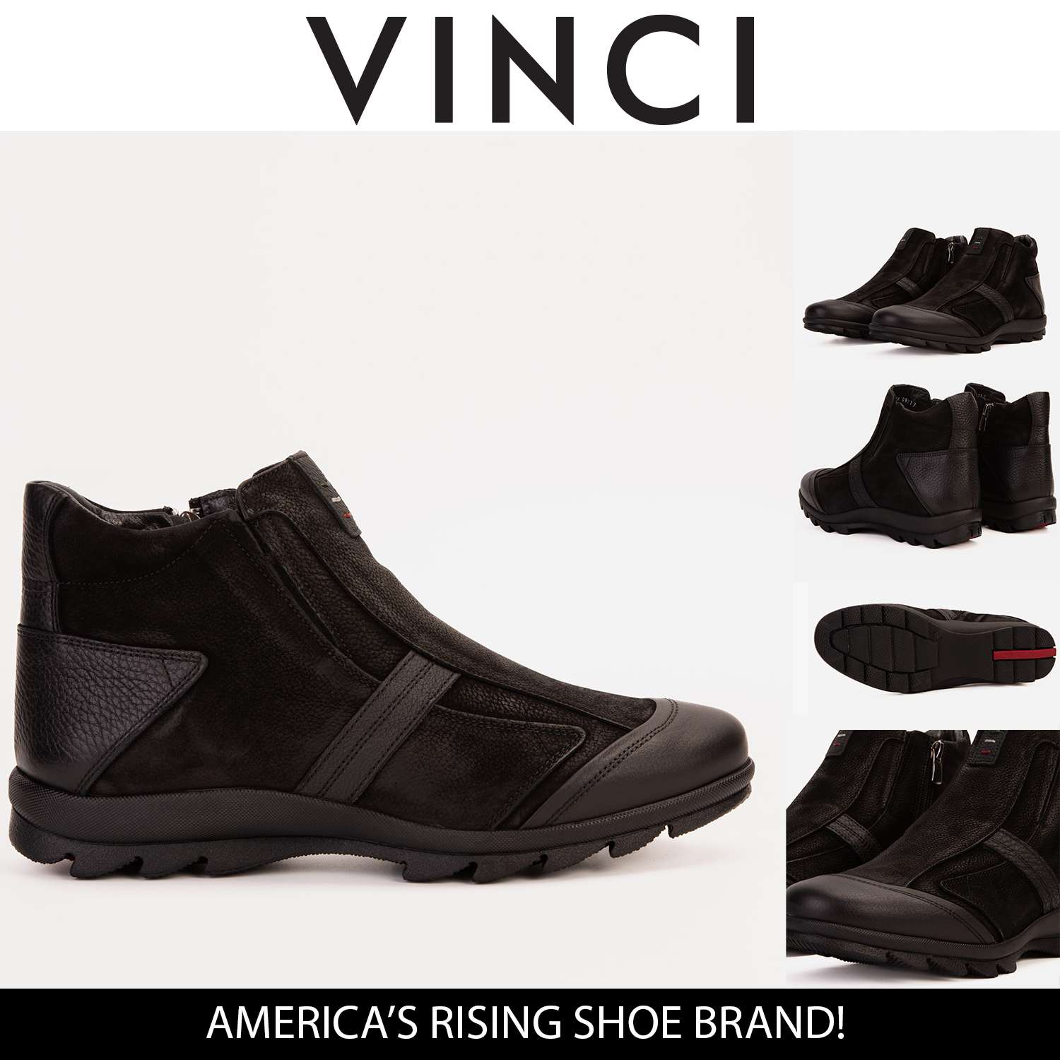 The Montreal Suede Black Leather Casual Zip-Up Ankle Boot Exclusive Style