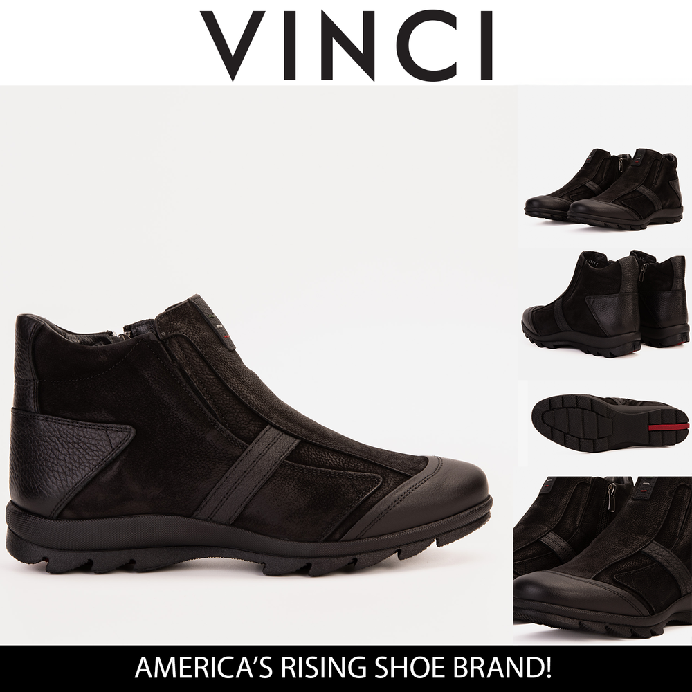 The Montreal Suede Black Leather Casual Zip-Up Ankle Boot Exclusive Style