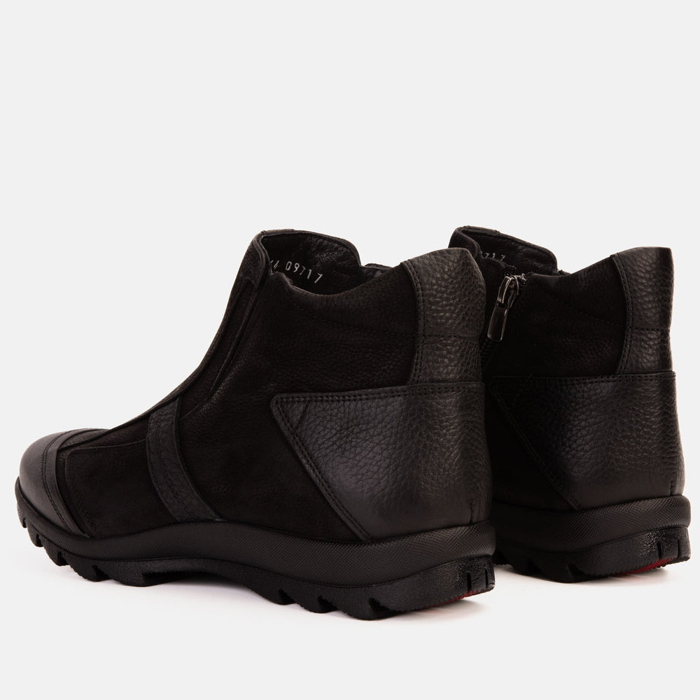 The Montreal Suede Black Leather Casual Zip-Up Ankle Boot Exclusive Style