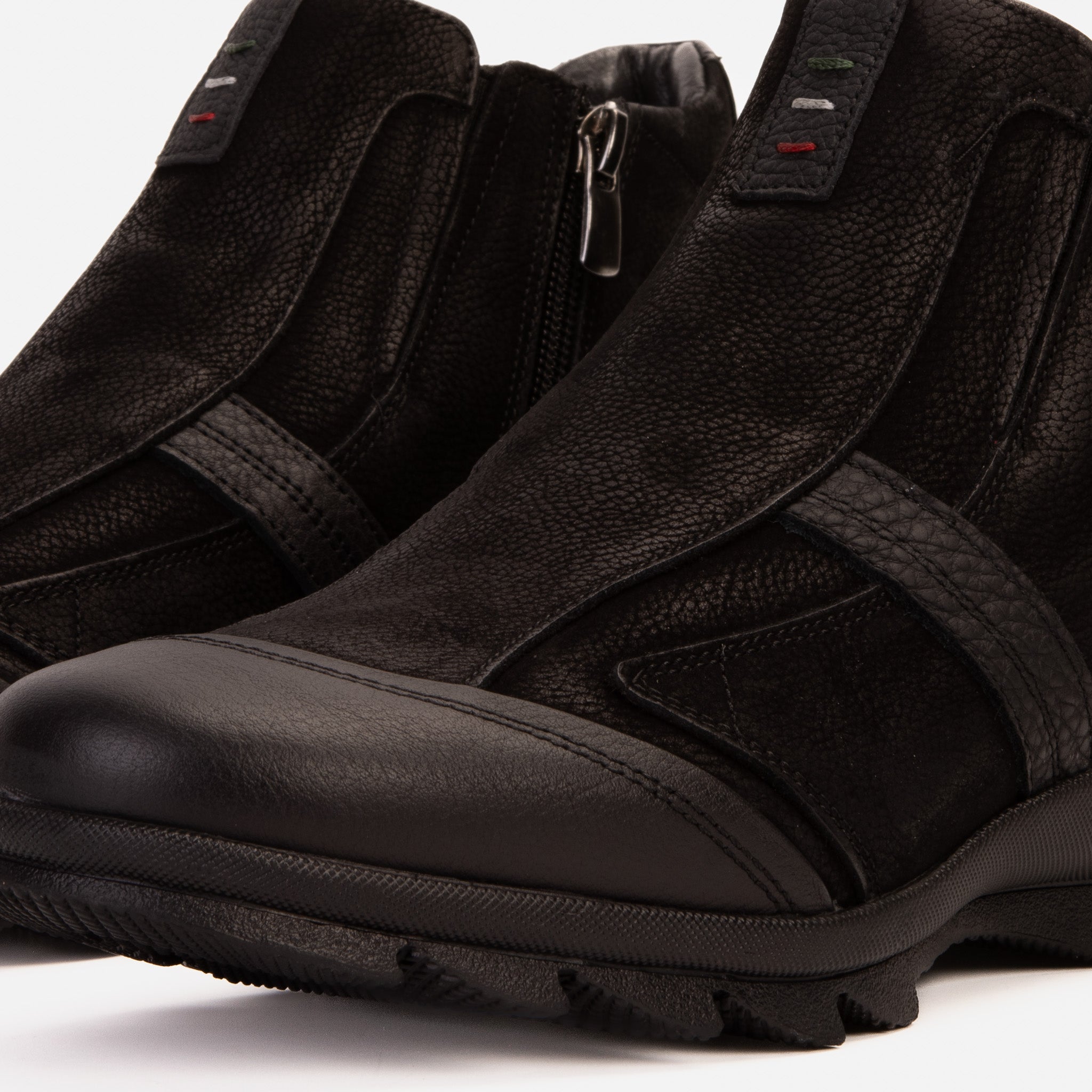 The Montreal Suede Black Leather Casual Zip-Up Ankle Boot Exclusive Style