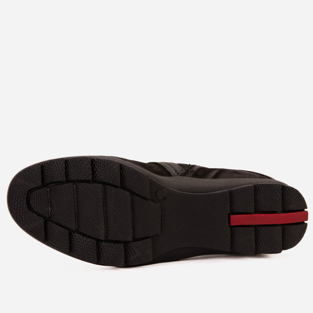 The Montreal Suede Black Leather Casual Zip-Up Ankle Boot Exclusive Style