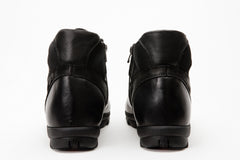 The Houston Leather Black Lace-Up Casual Boot with a Zipper On Sale