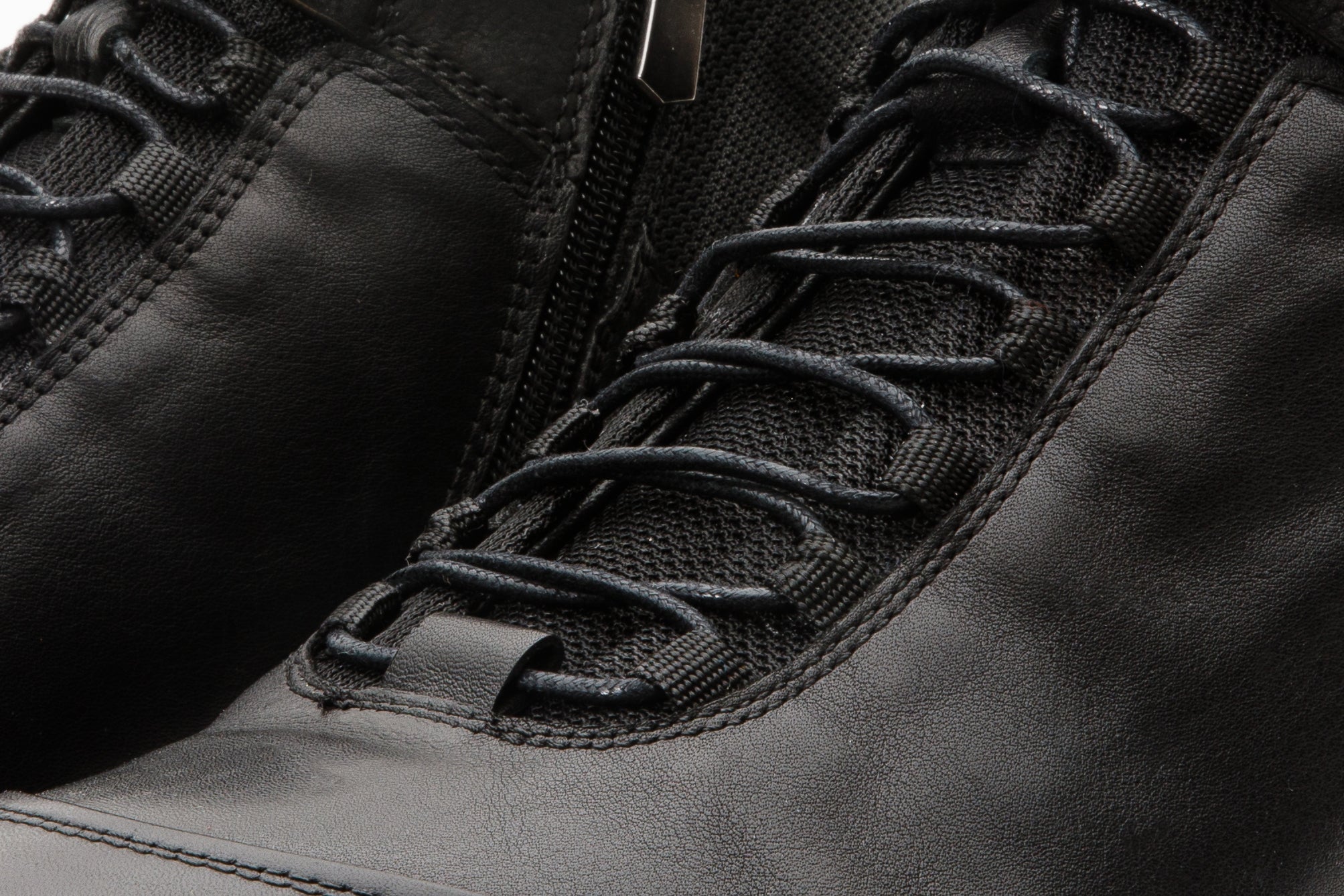 The Houston Leather Black Lace-Up Casual Boot with a Zipper On Sale