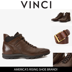 The Houston Leather Brown Lace-Up Casual Boot with a Zipper For Sale