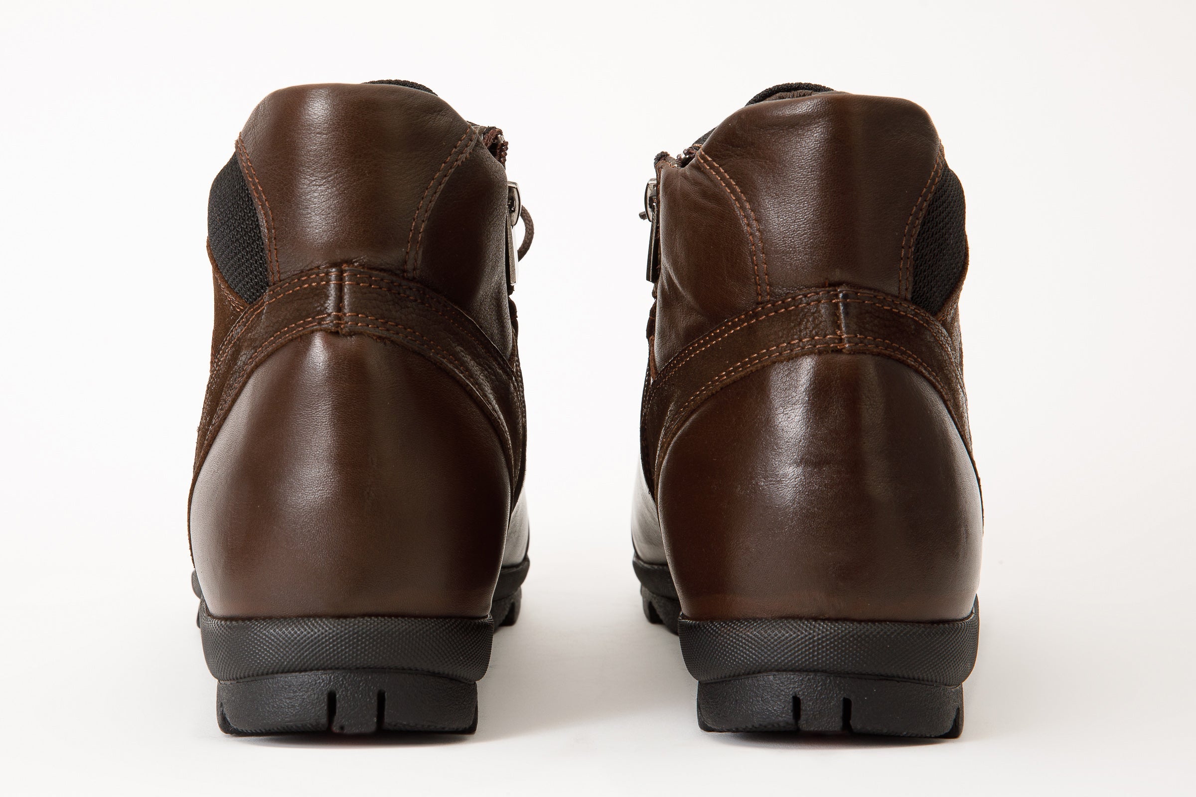 The Houston Leather Brown Lace-Up Casual Boot with a Zipper For Sale