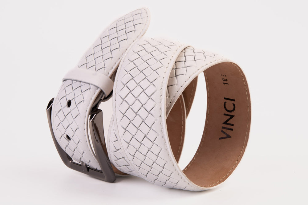 The Layla White Woven Leather Belt All New
