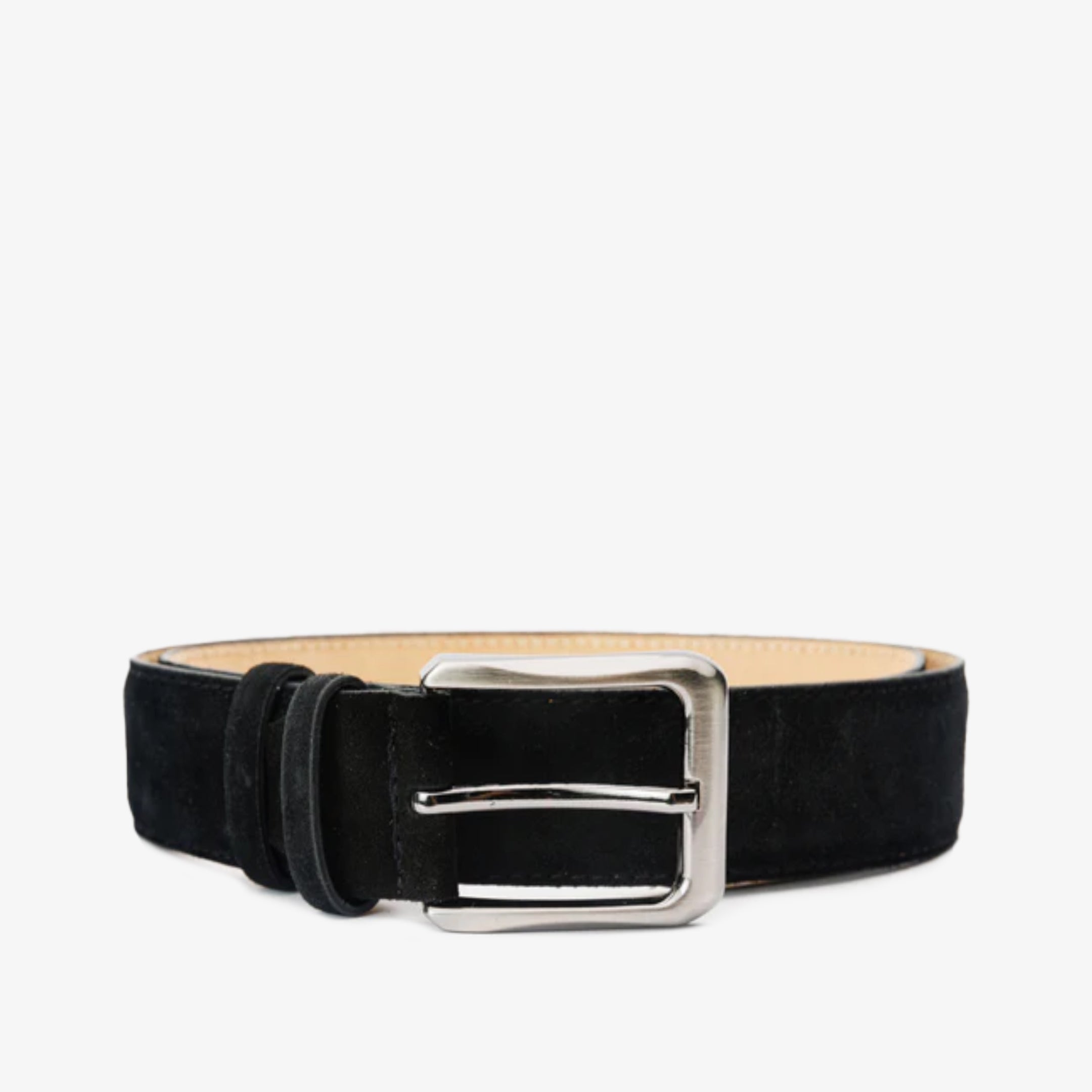 The Bari Black Suede Leather Belt Universal Fit