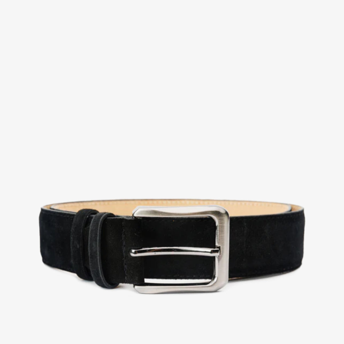 The Bari Black Suede Leather Belt Universal Fit