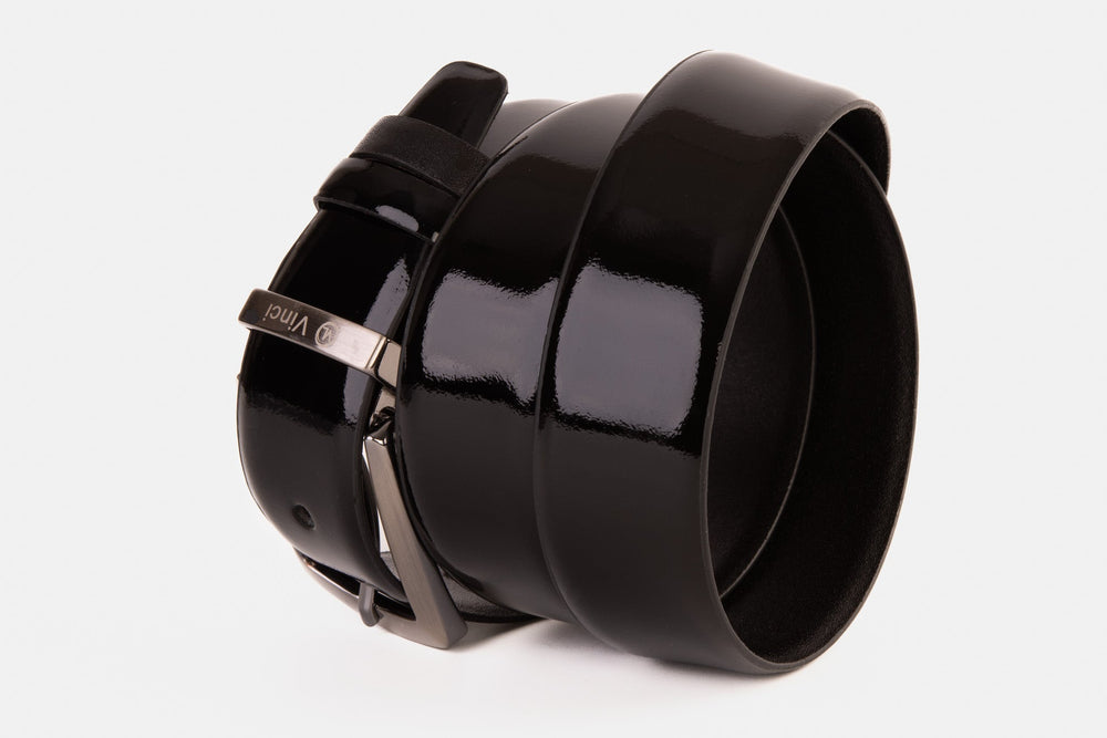 The Sun Reversible Black Patent Leather Belt Fine Craftsmanship
