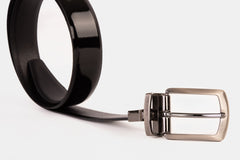 The Sun Reversible Black Patent Leather Belt Fine Craftsmanship