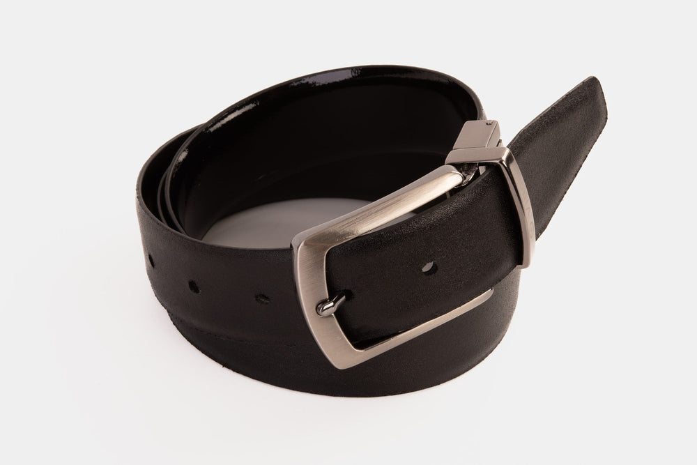 The Sun Reversible Black Patent Leather Belt Fine Craftsmanship