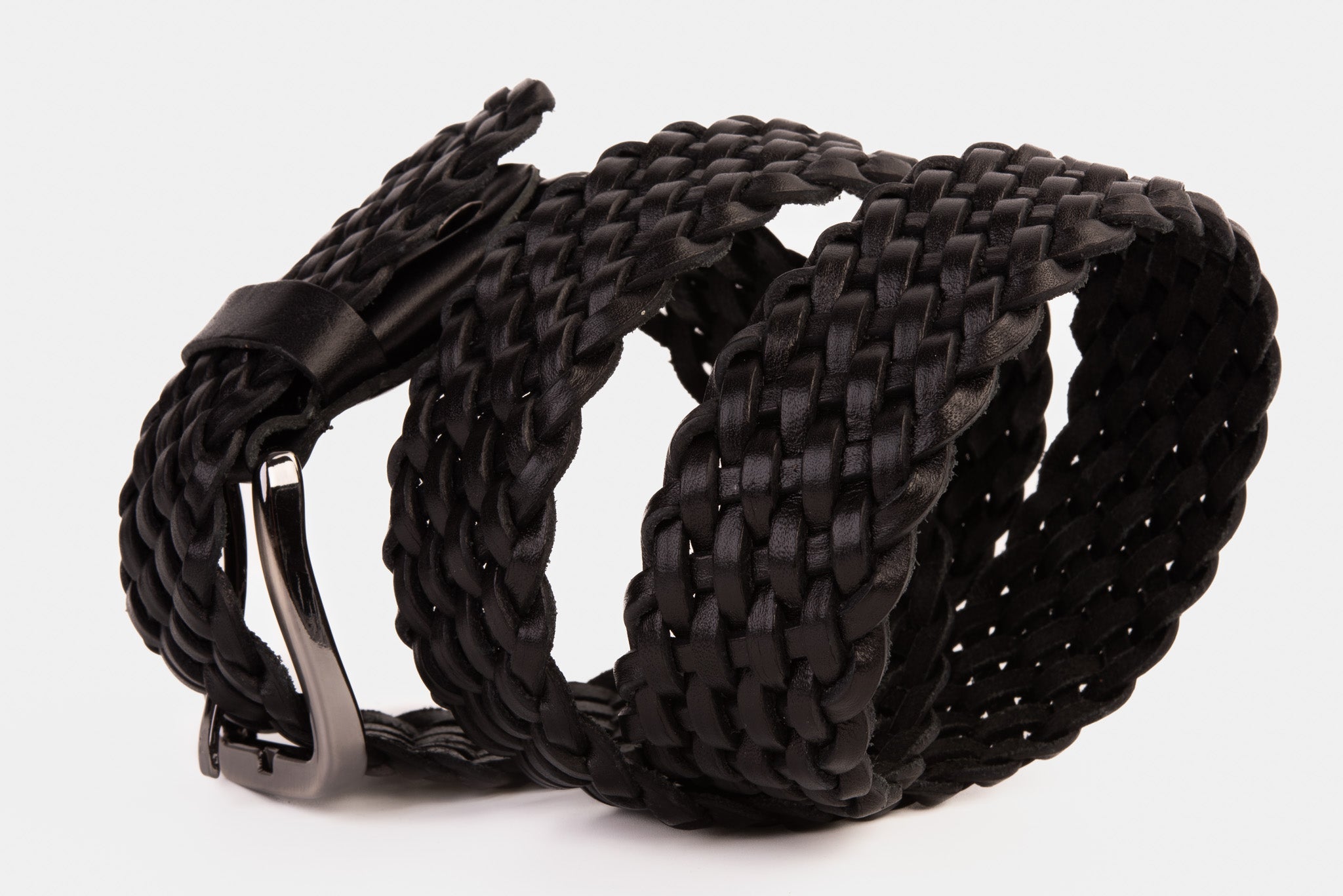 The Mclean Woven Black Leather Belt Exclusive Style