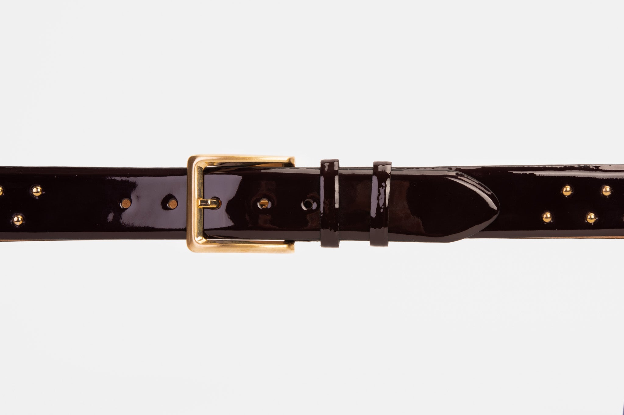 The Jupiter Burgundy Patent Leather Spike Leather Belt Exclusive Style