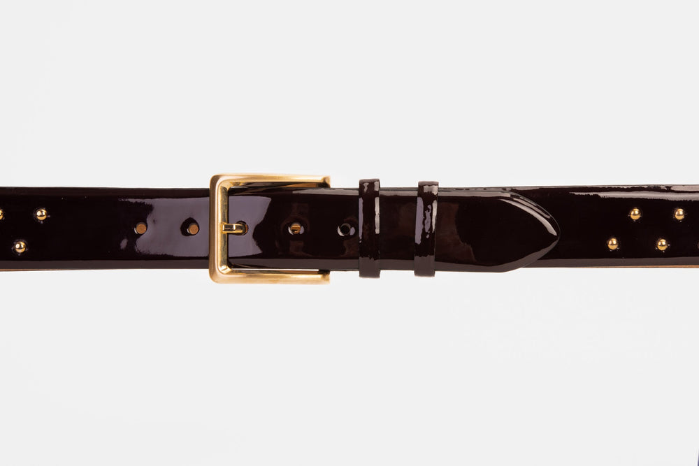The Jupiter Burgundy Patent Leather Spike Leather Belt Exclusive Style