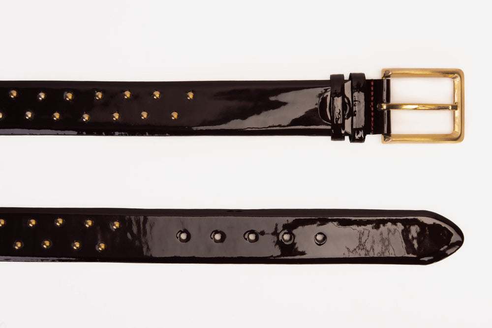 The Jupiter Burgundy Patent Leather Spike Leather Belt Exclusive Style