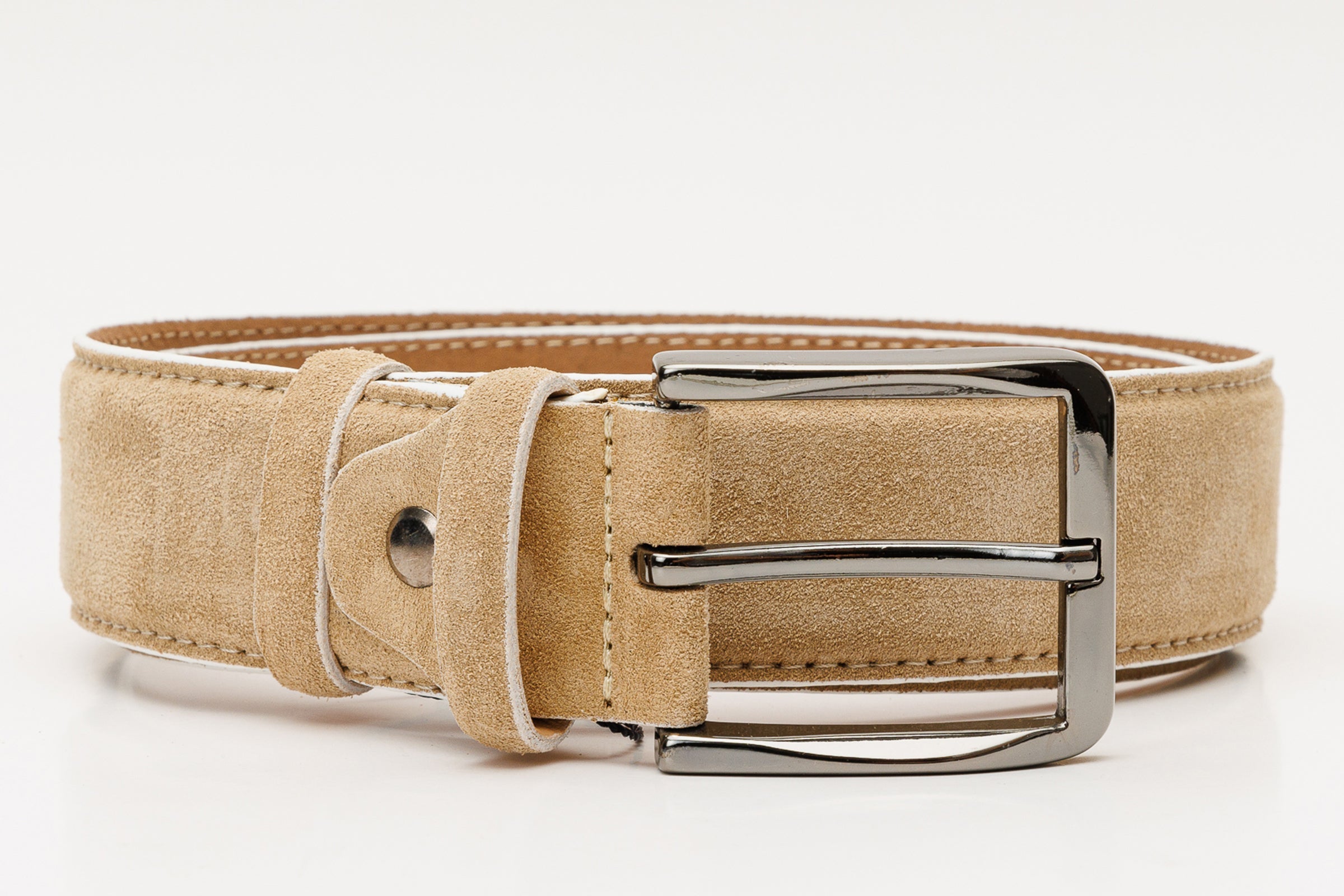 The Bari Beige Leather Belt All New