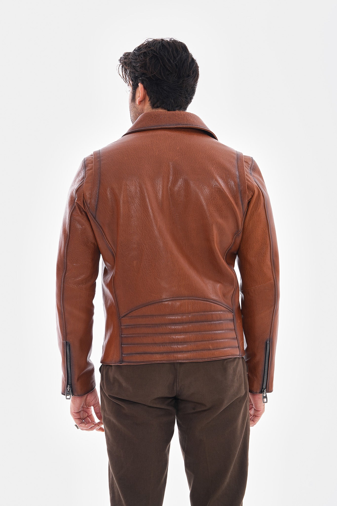 The Volt Textured Tan Leather Jacket Universal Fit
