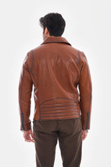 The Volt Textured Tan Leather Jacket Universal Fit