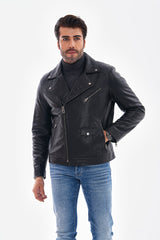 The Volt Textured Black Leather Jacket Fine Craftsmanship