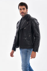 The Volt Textured Black Leather Jacket Fine Craftsmanship