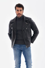 The Volt Textured Black Leather Jacket Fine Craftsmanship