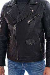 The Volt Textured Black Leather Jacket Fine Craftsmanship
