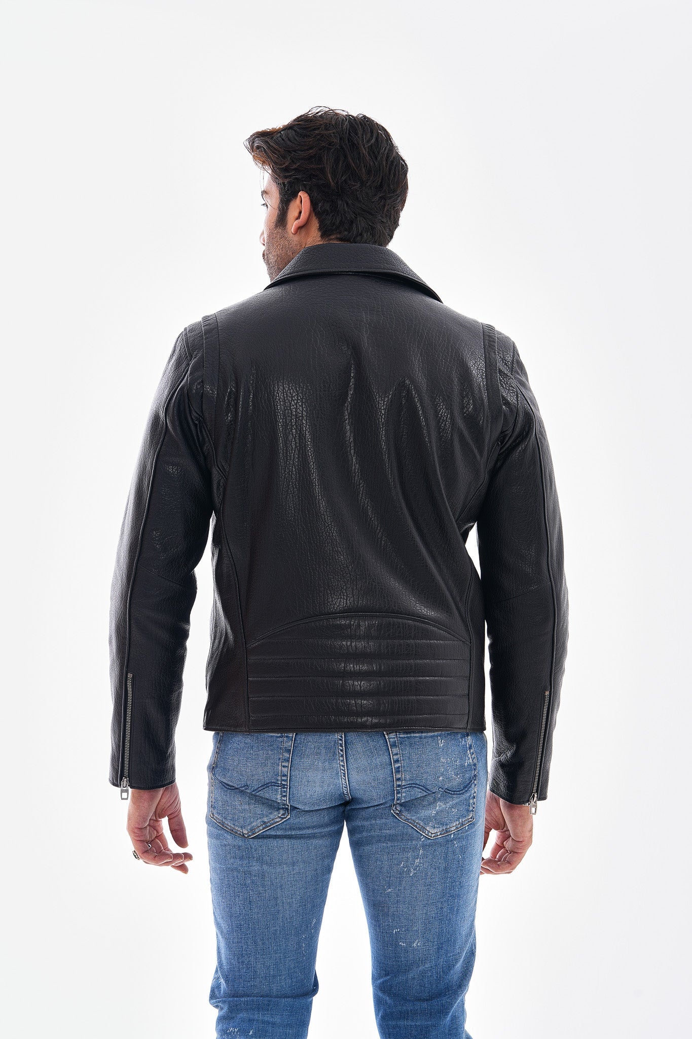 The Volt Textured Black Leather Jacket Fine Craftsmanship