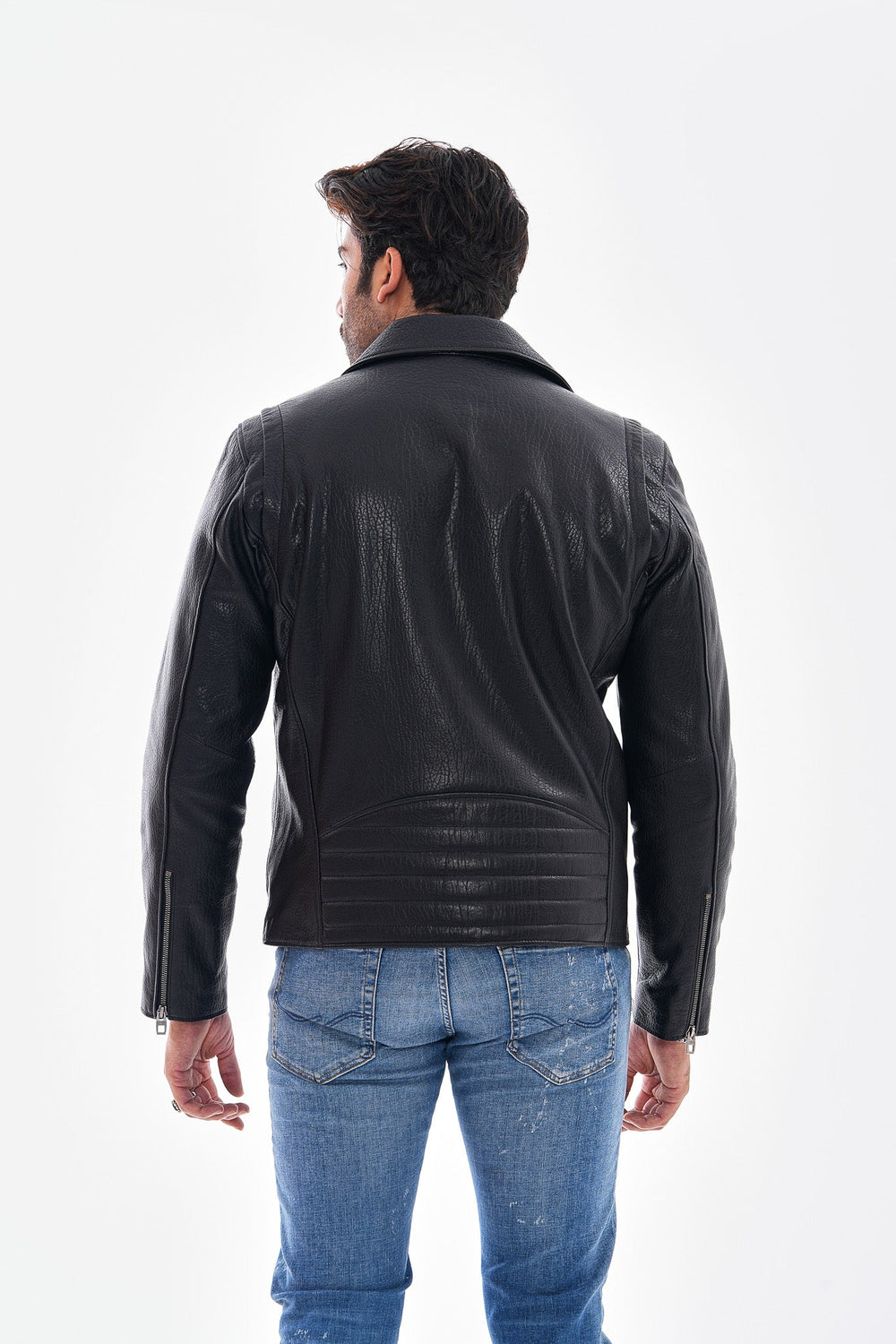 The Volt Textured Black Leather Jacket Fine Craftsmanship
