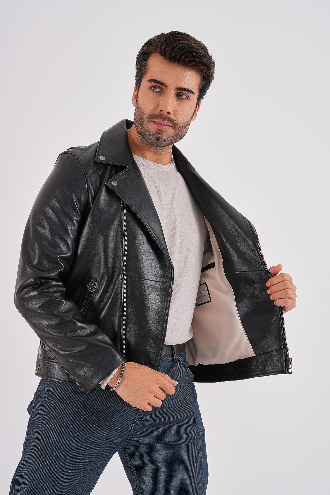 The Volt Black Leather Biker Jacket Exclusive Style