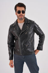 The Volt Black Leather Biker Jacket Exclusive Style