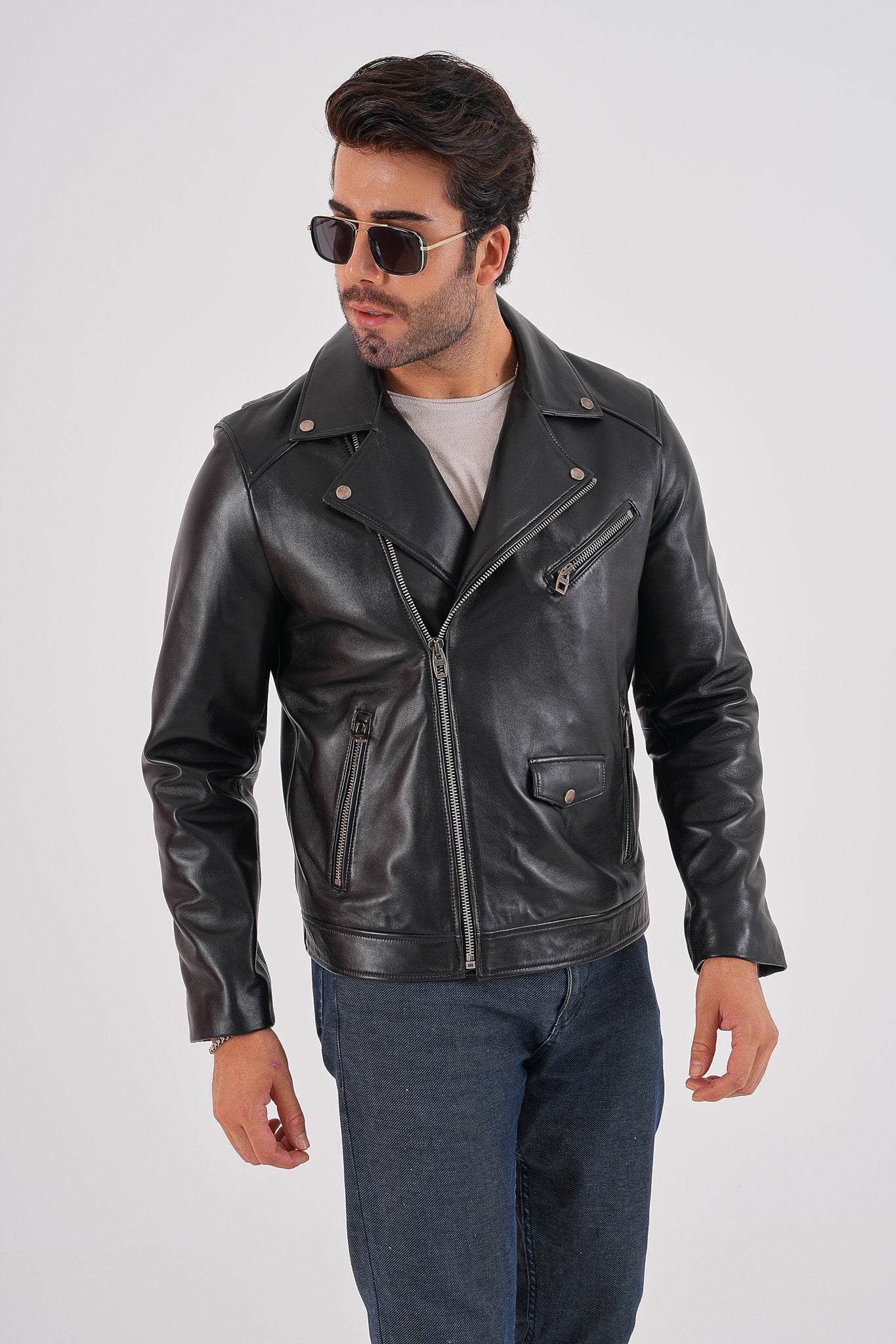 The Volt Black Leather Biker Jacket Exclusive Style
